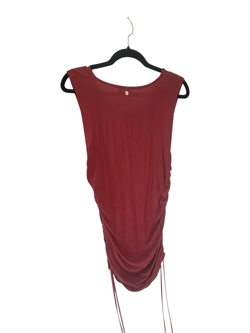 💥 Volcom Cinch Ur Here Ruched Bodycon Dress |Auburn Red | Size Medium - Picture 2 of 5